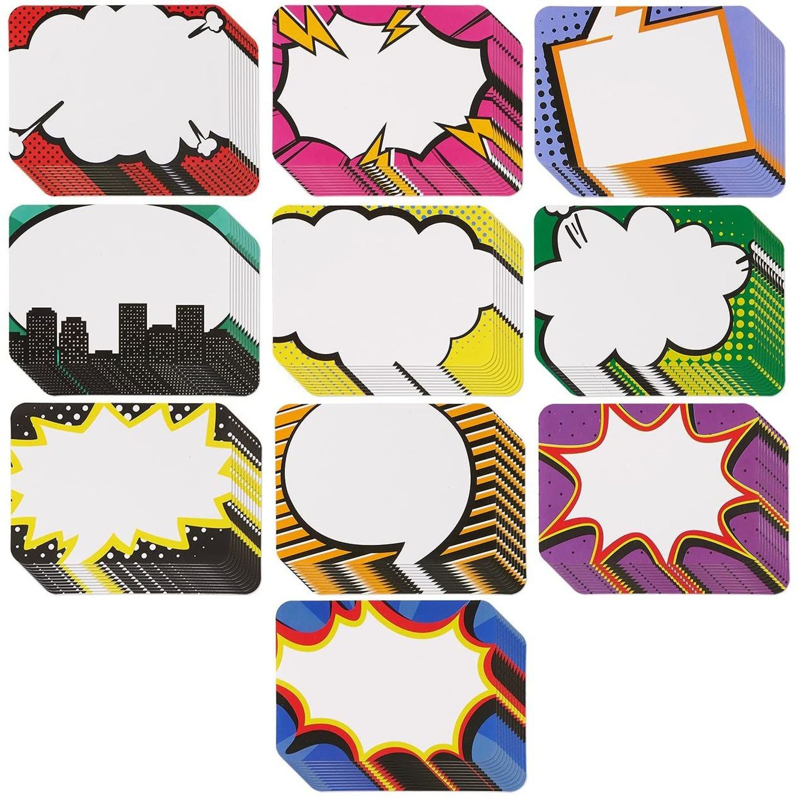 Name s 100 Count Hero Name s Assorted Pop Art Name Label Sticker Ideal For Students And Teachers Use 10 Designs 3 5 X 2 5 Inches Walmart Com